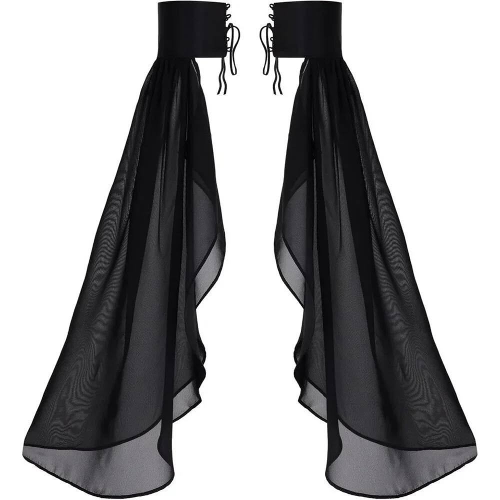 Women's Long Bell Chiffon Black Sleeves Gloves Halloween Accessories Costume